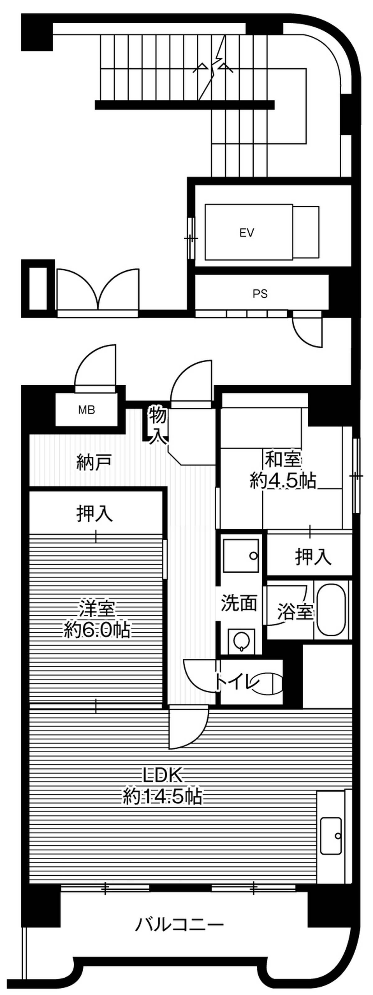 2LDK denah lantai Village House Sakuradai Tower di Atsubetsu-ku