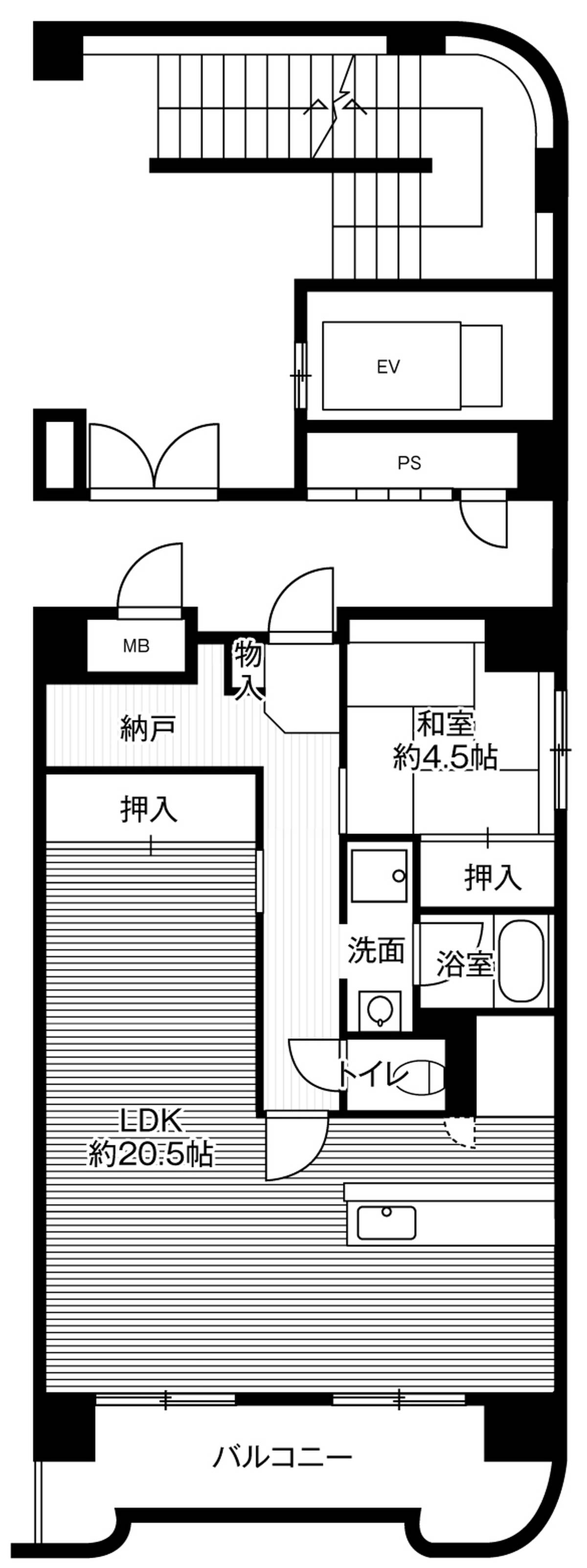 1LDK denah lantai Village House Sakuradai Tower di Atsubetsu-ku