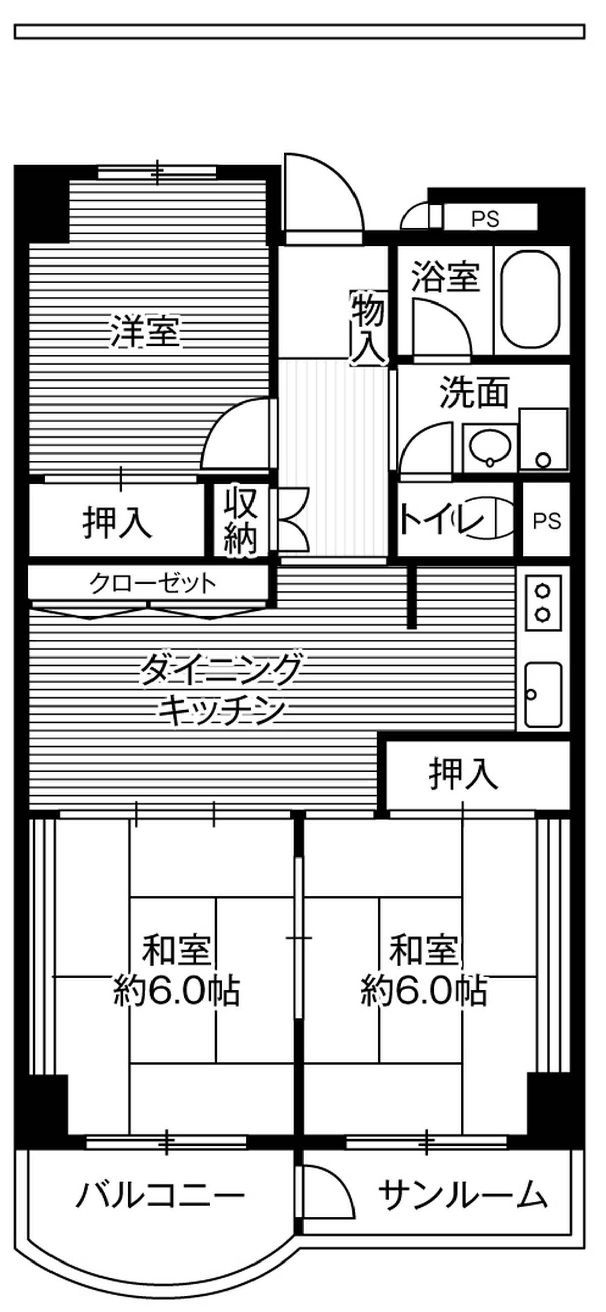 位于金沢市的Village House 金沢 Tower的平面图3DK