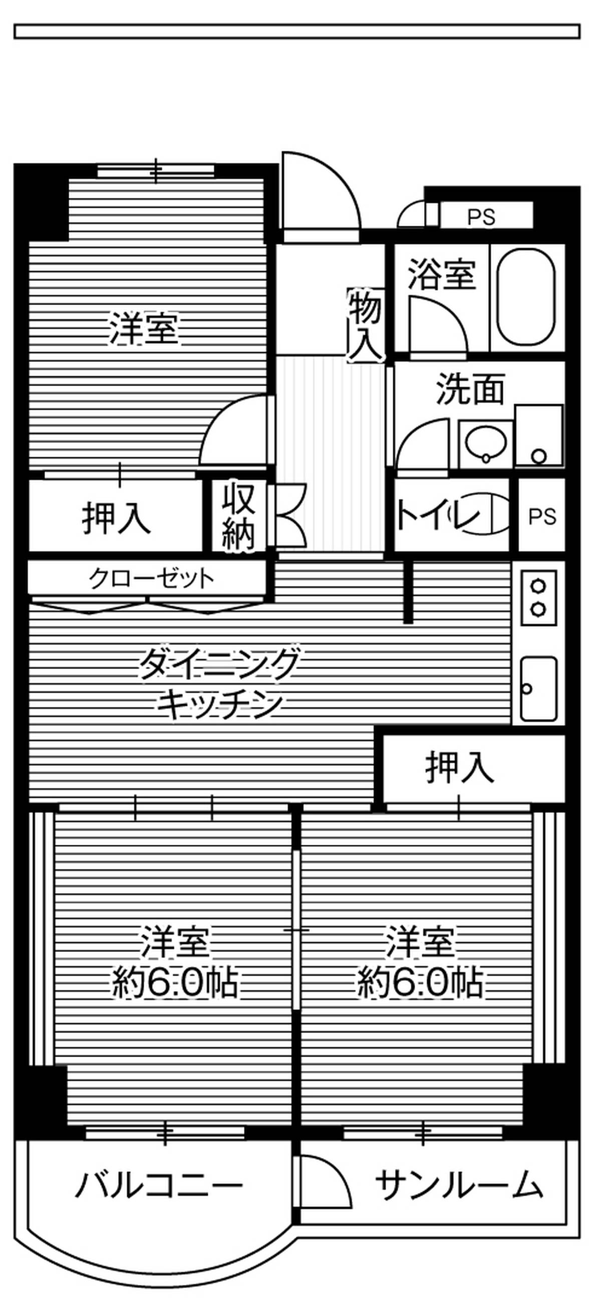 位于金沢市的Village House 金沢 Tower的平面图3DK