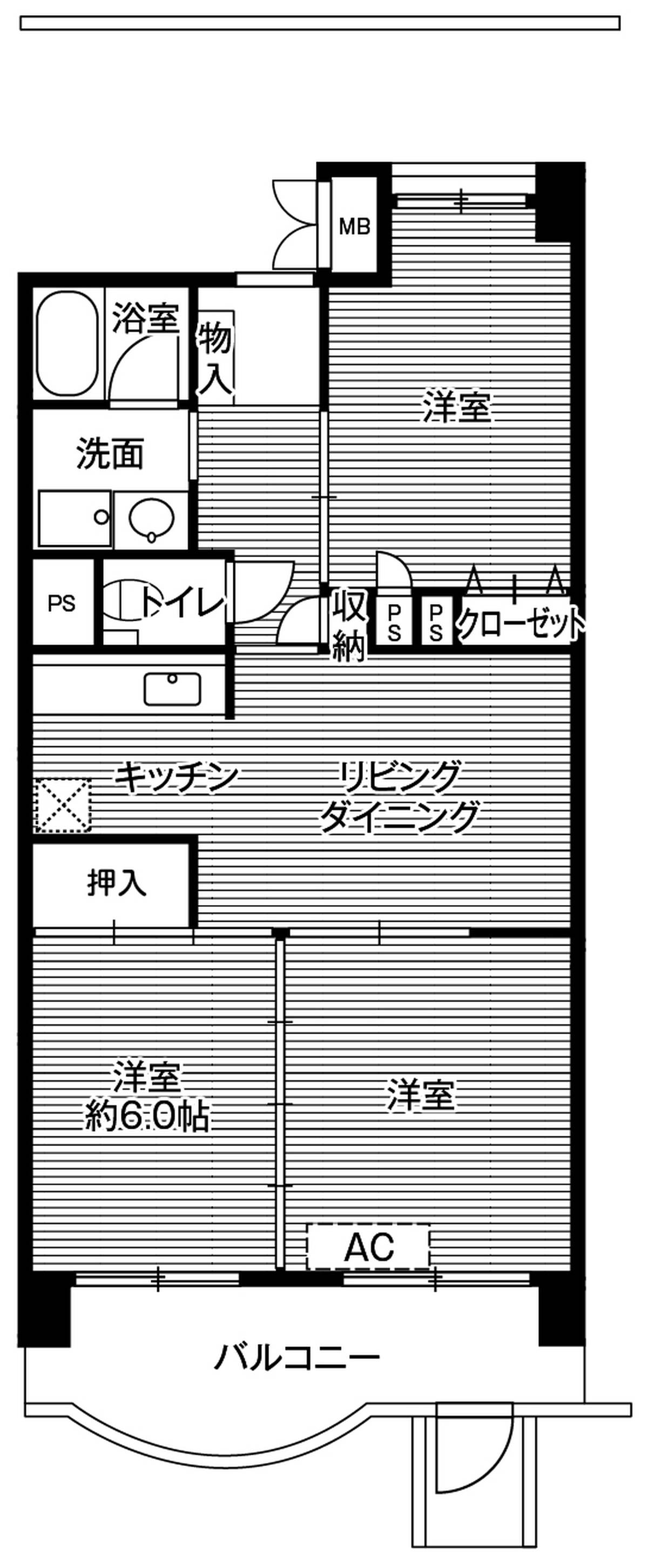 Higashimatsuyama-shi मा Village House Higashi Matsuyama Tower को 2LDK फ्लोरप्लान