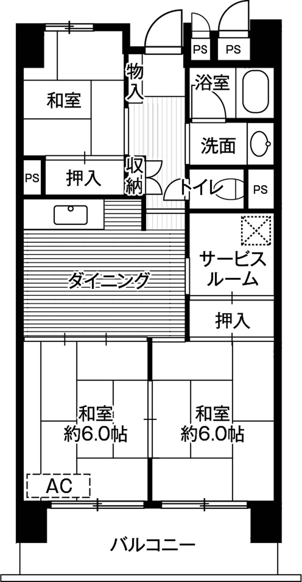 成田市ビレッジハウス成田吾妻タワーの間取り図3SDK