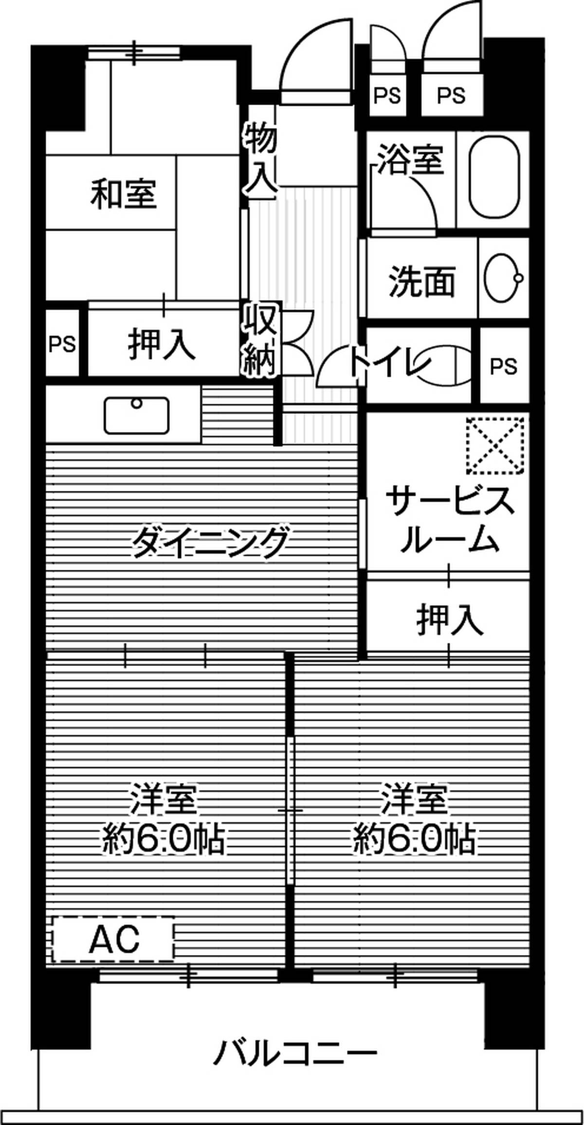 成田市ビレッジハウス成田吾妻タワーの間取り図3SDK