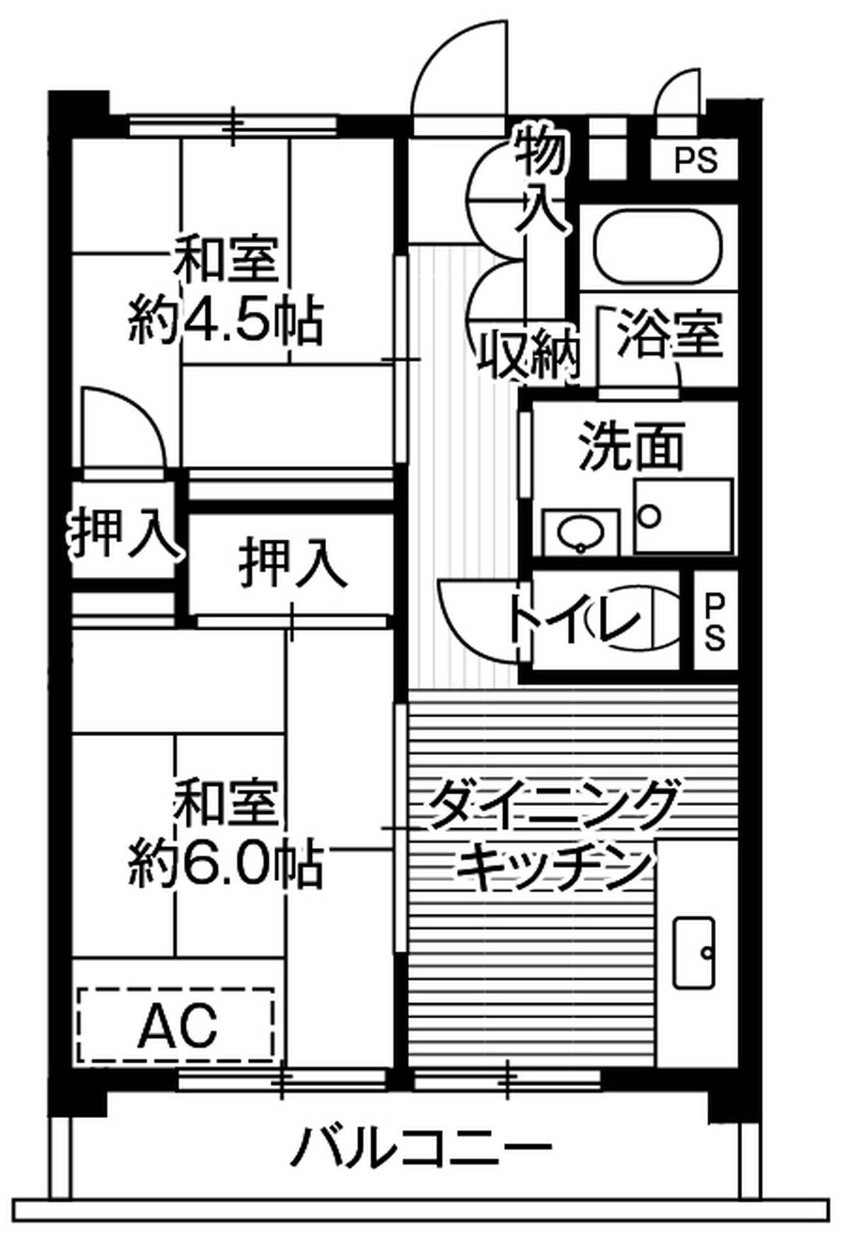 川口市ビレッジハウス柳崎タワーの間取り図2DK