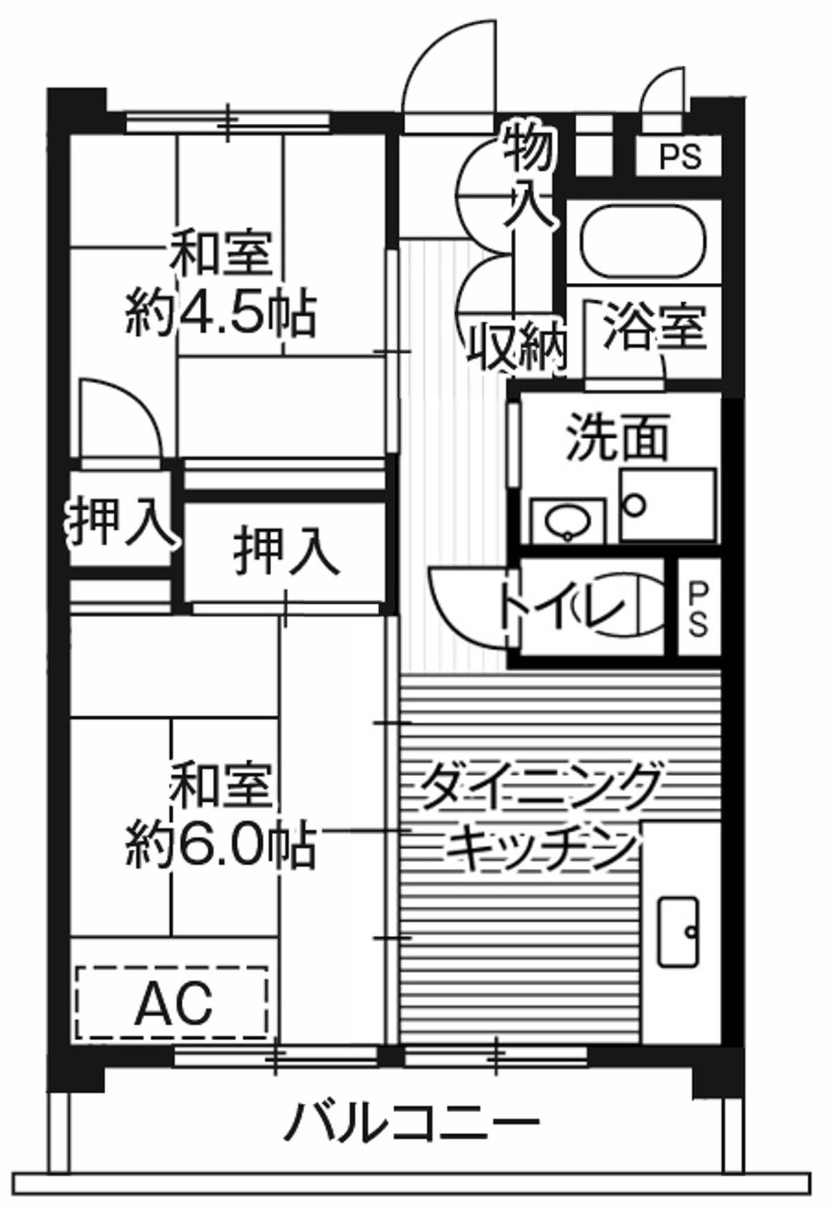 2DK Kawaguchi-shi ရှိ Village House Yanagisaki Tower ၏ အခန်းဖွဲ့စည်းပုံ