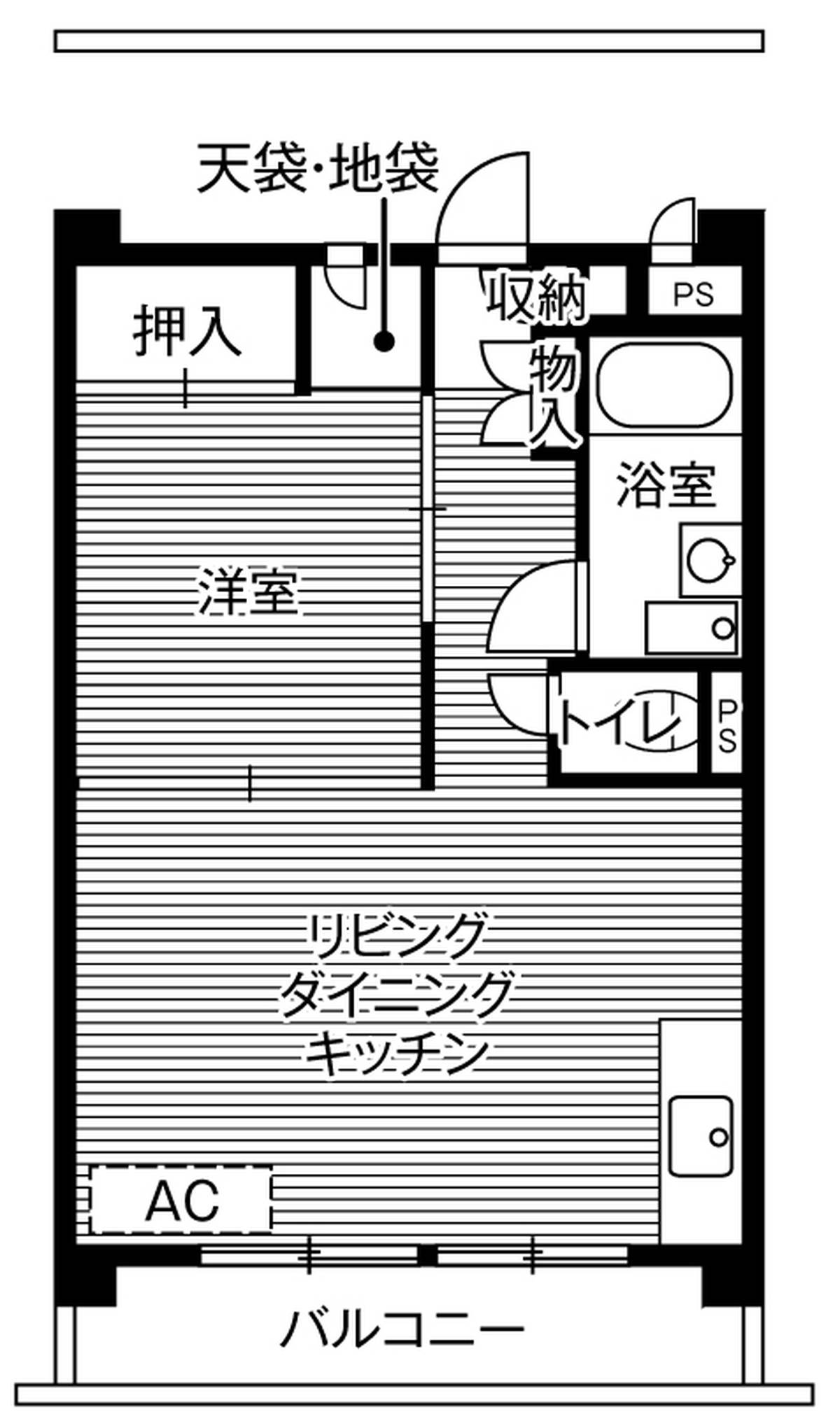 1LDK floorplan of Village House Mukoudai Tower in Nishitokyo-shi