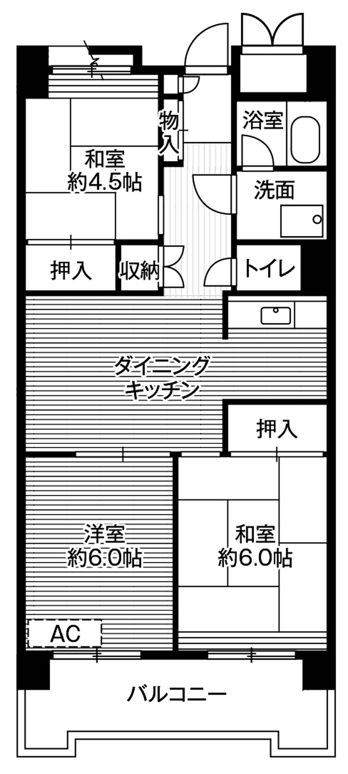 3DK denah lantai Village House Shinagawa Yashio Tower di Shinagawa-ku