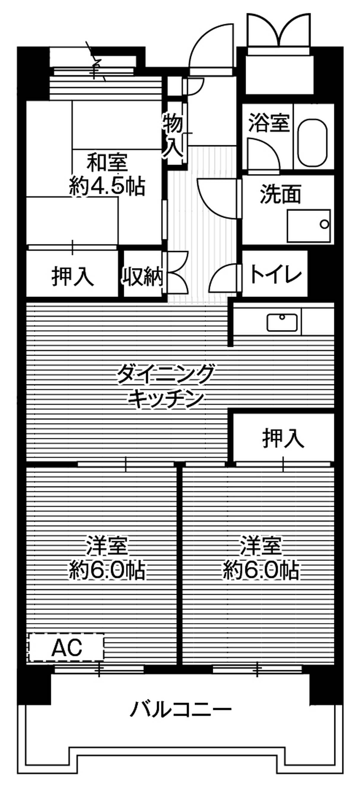 品川区ビレッジハウス品川八潮タワーの間取り図3DK