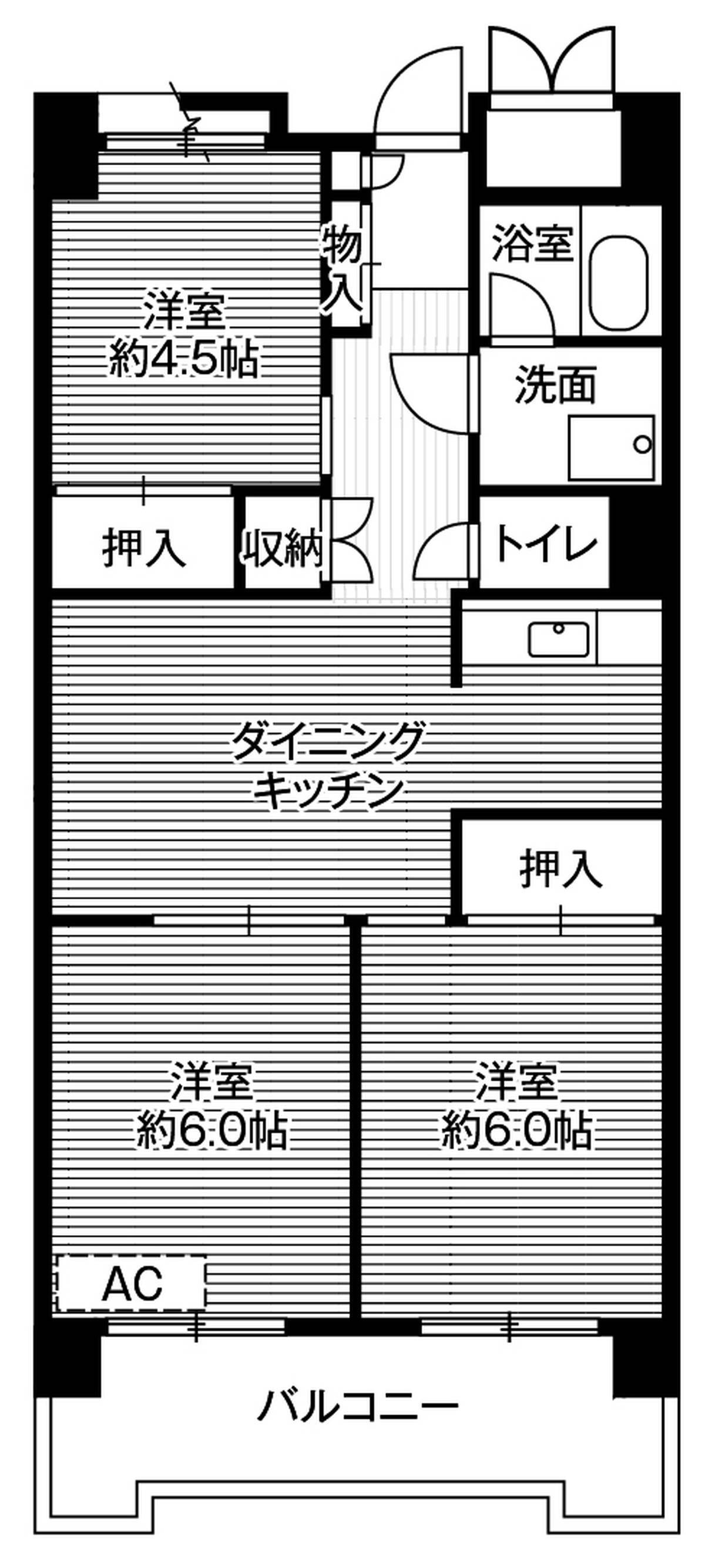 品川区ビレッジハウス品川八潮タワーの間取り図3DK