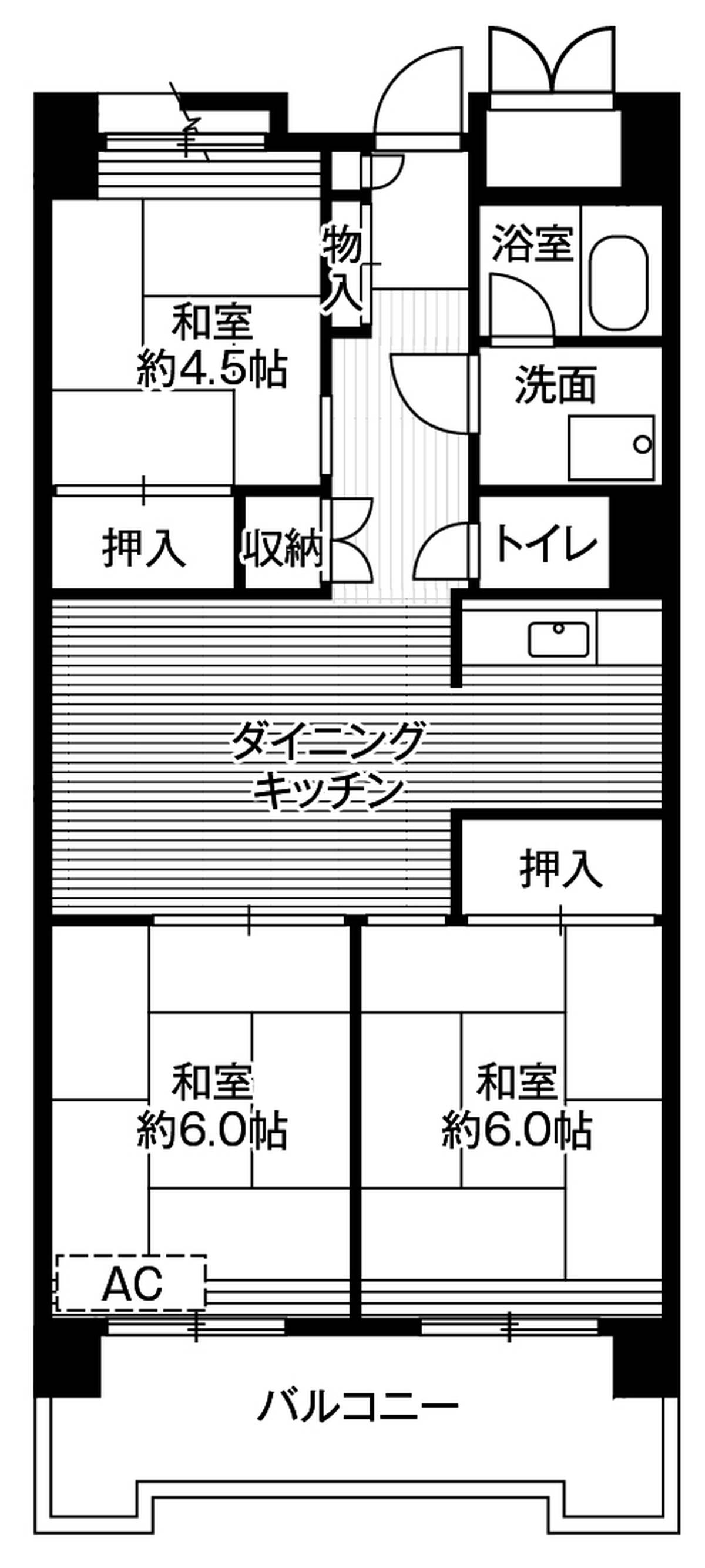 品川区ビレッジハウス品川八潮タワーの間取り図3DK