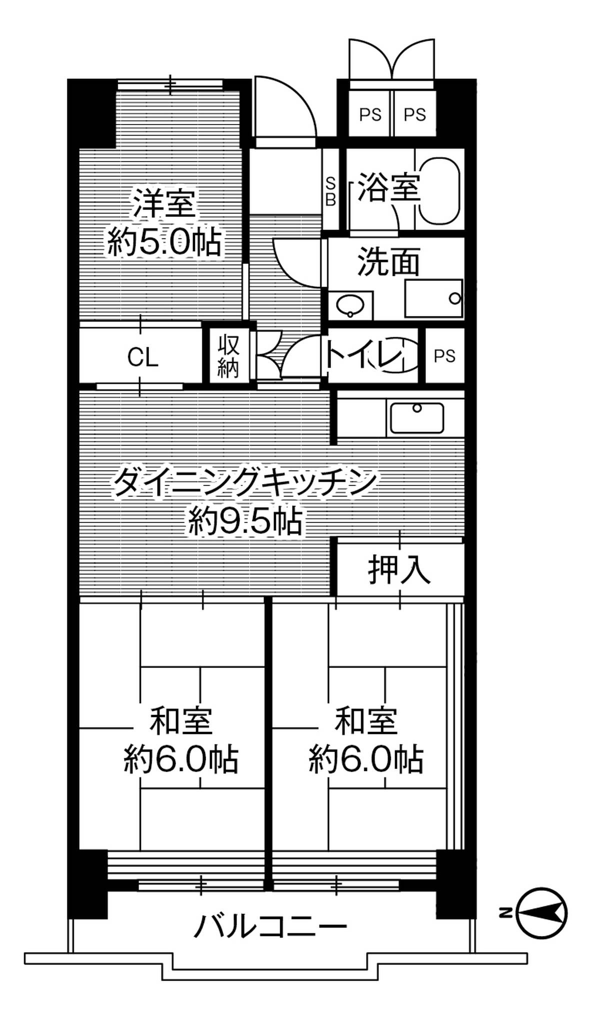 港区ビレッジハウス木場タワーの間取り図3DK