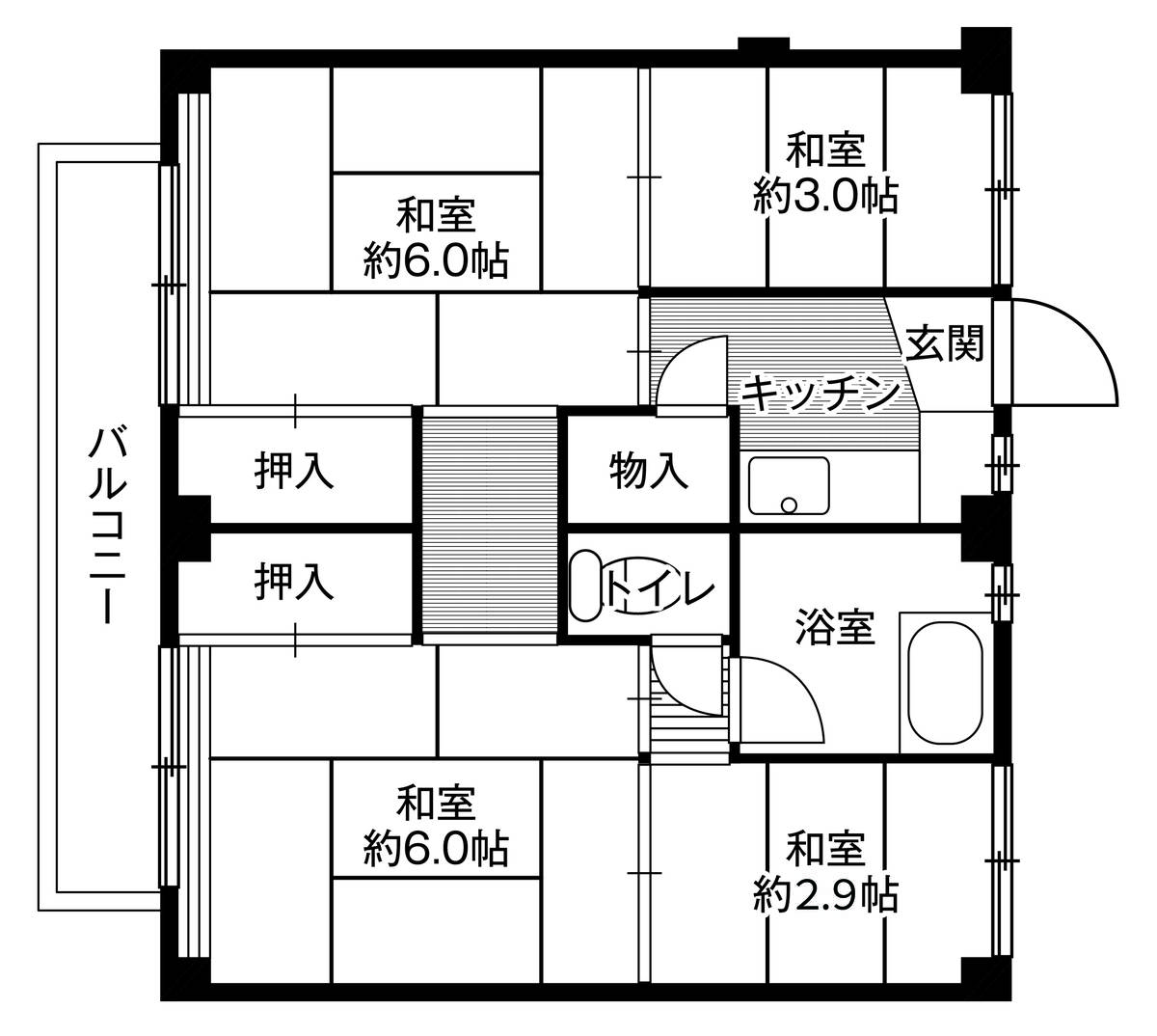 Sơ đồ phòng 4K của Village House Takahanadaira ở Yokkaichi-shi