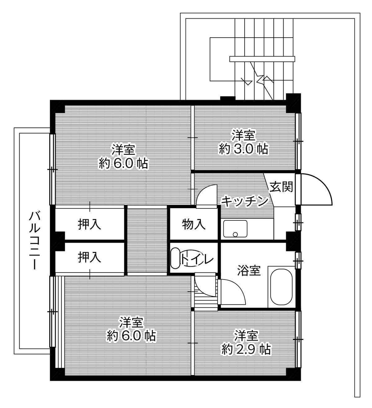 Sơ đồ phòng 4K của Village House Takahanadaira ở Yokkaichi-shi