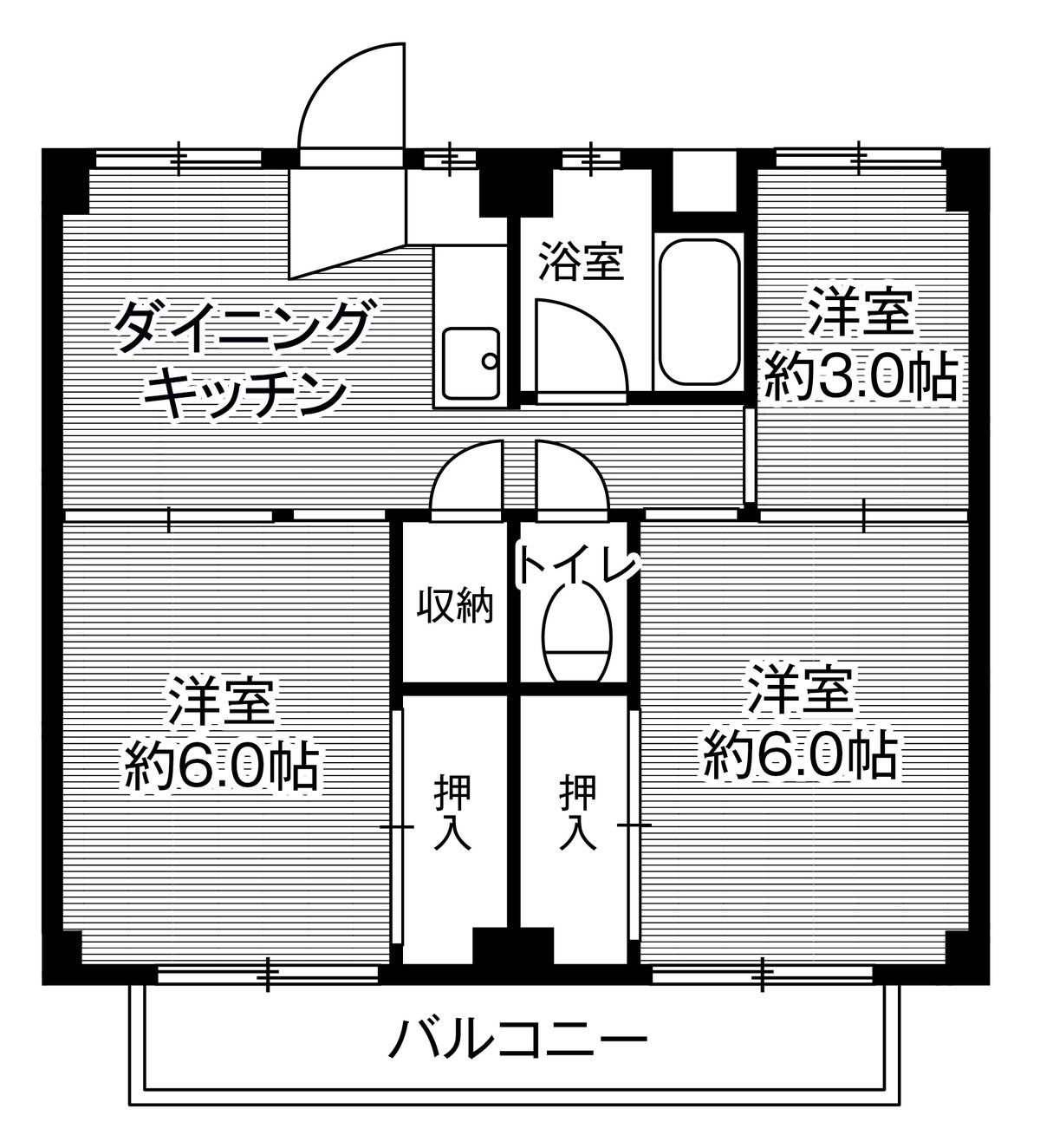 刈谷市ビレッジハウス野田の間取り図3DK