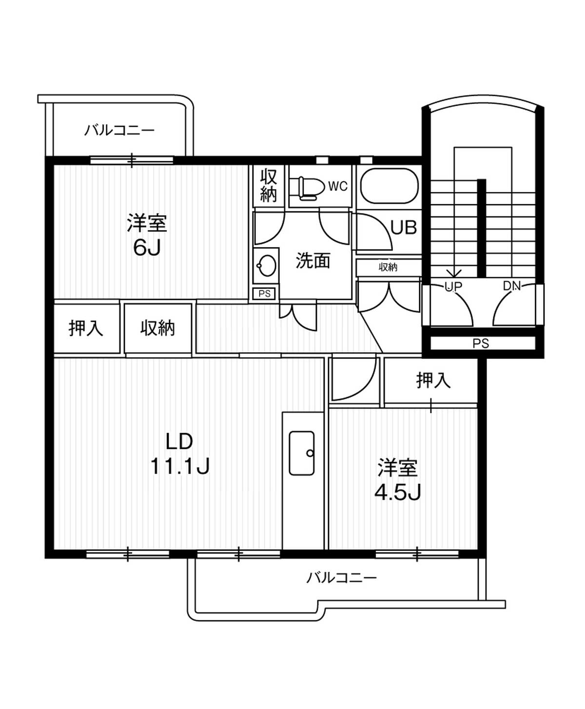 稲沢市ビレッジハウス井之口の間取り図2LDK