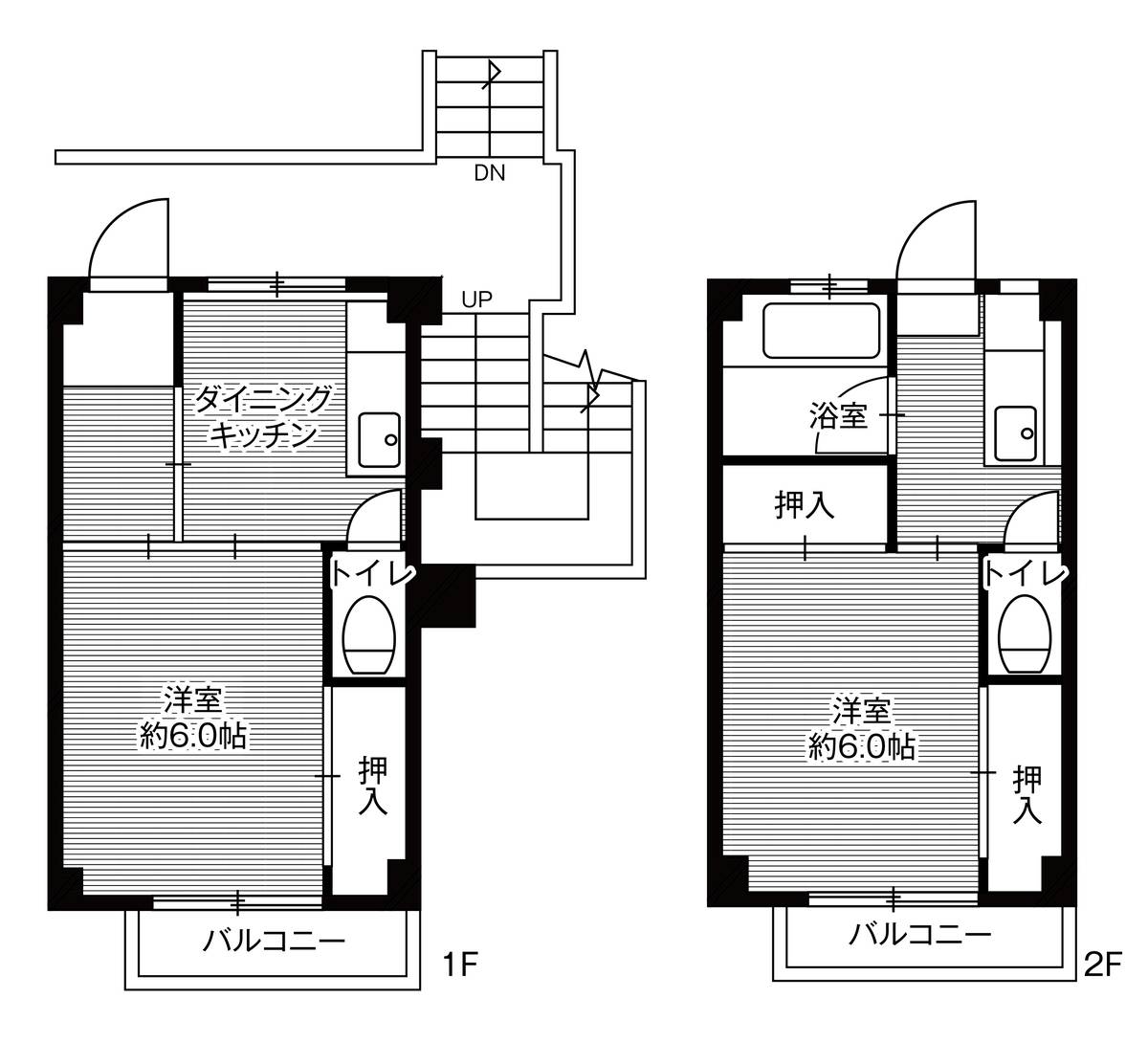 Sơ đồ phòng 2DK của Village House Yuyama ở Takahama-shi