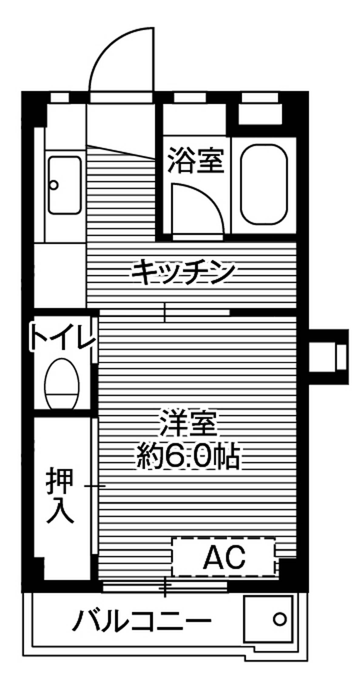 Sơ đồ phòng 1K của Village House Zama ở Zama-shi