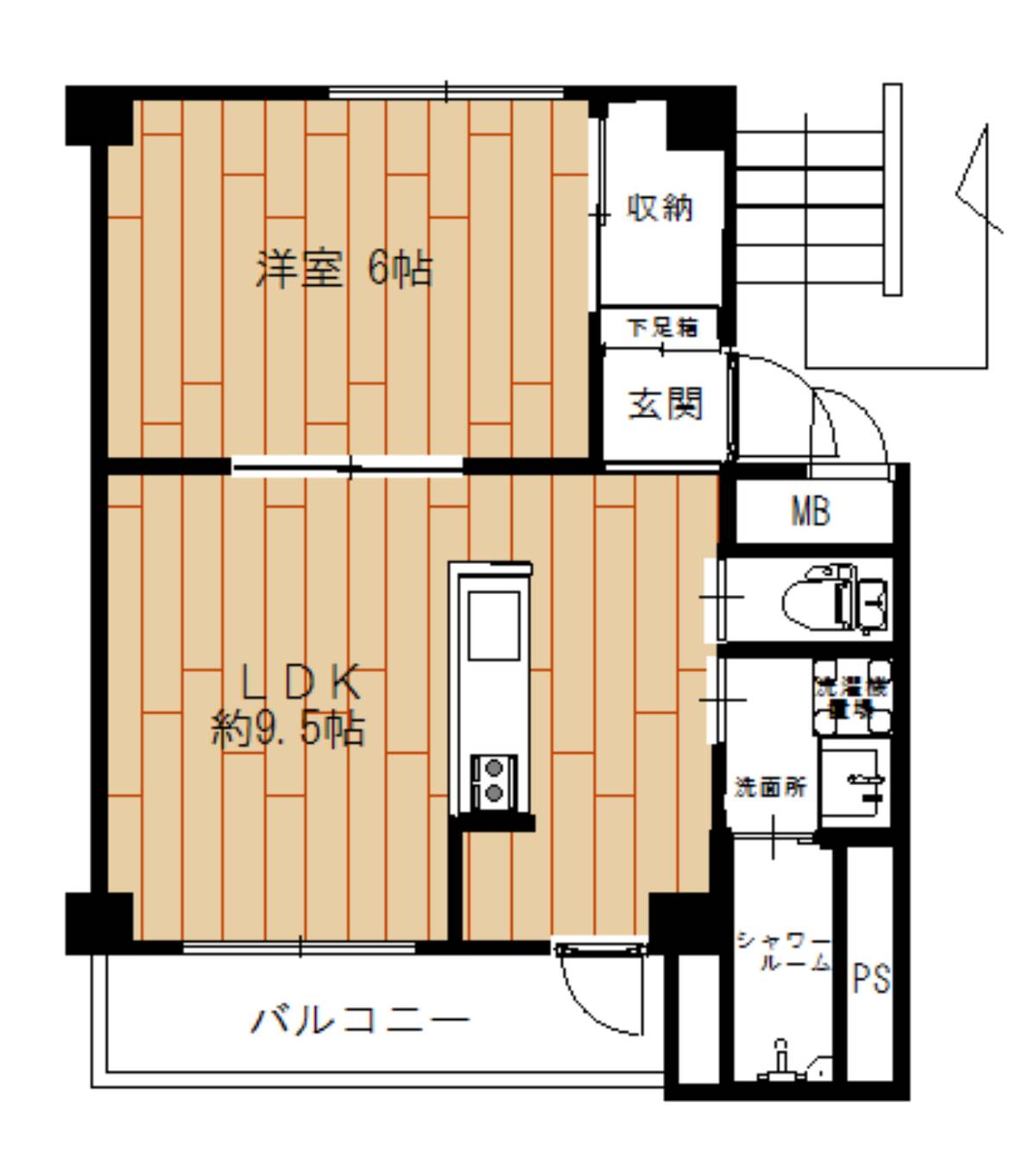 Sơ đồ phòng 1LDK của Village House Mabi Dai 2 ở Kurashiki-shi