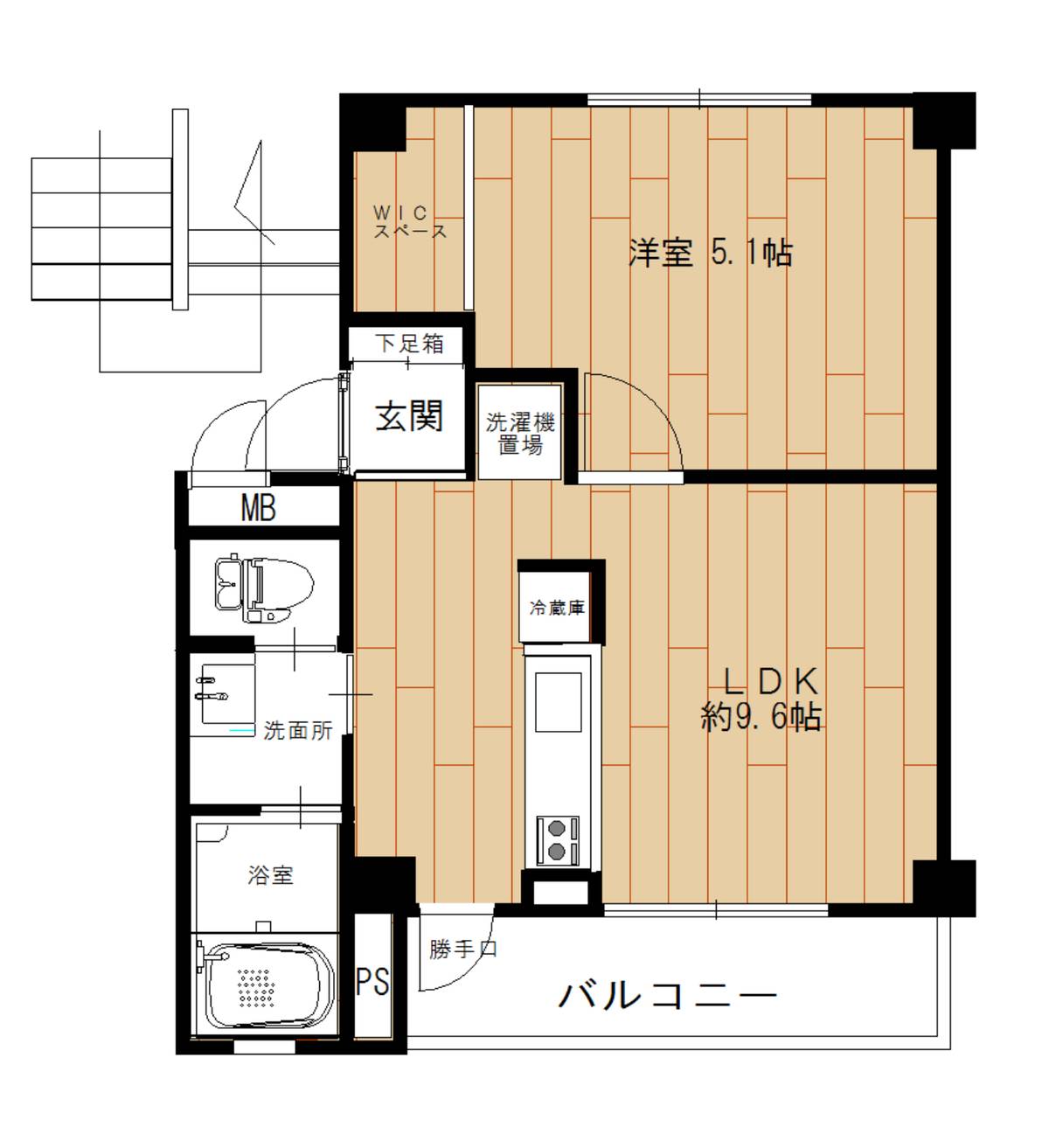 倉敷市ビレッジハウス真備第二の間取り図1LDK