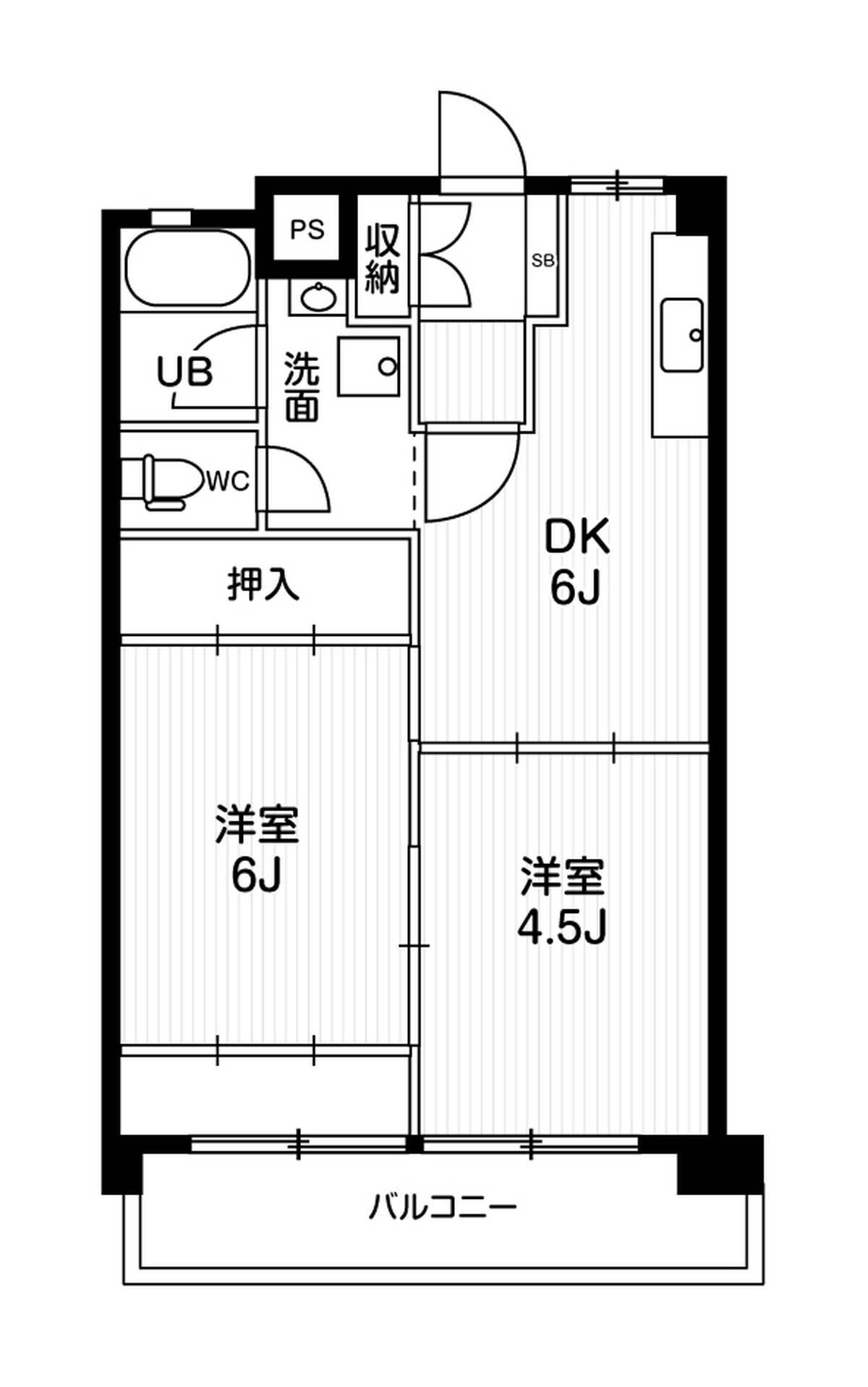 各務原市ビレッジハウス那加の間取り図2DK