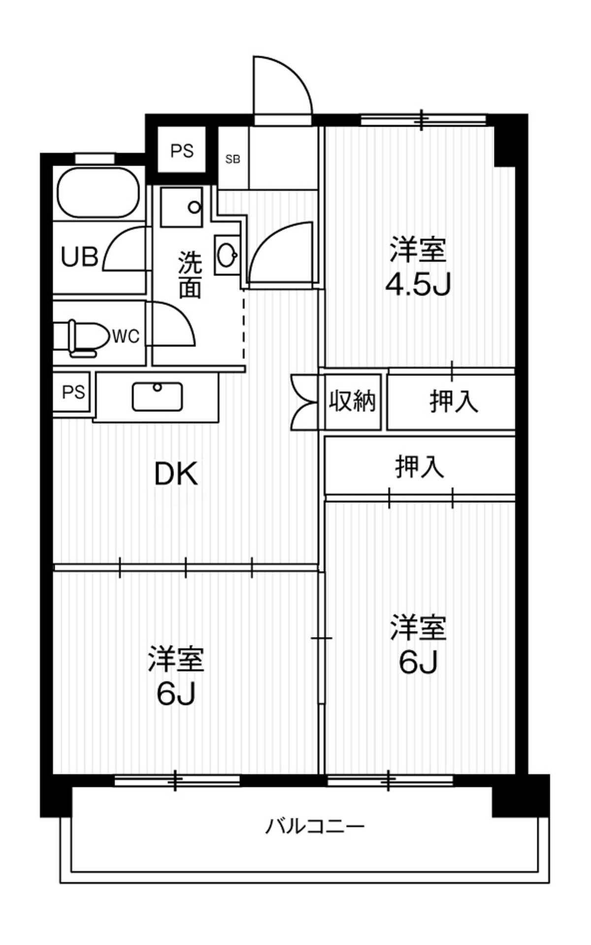 Sơ đồ phòng 3DK của Village House Naka ở Kakamigahara-shi