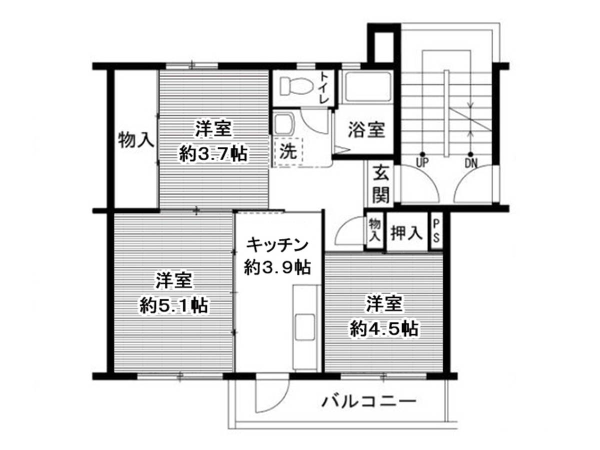 3K denah lantai Village House Narutaki di Wakayama-shi