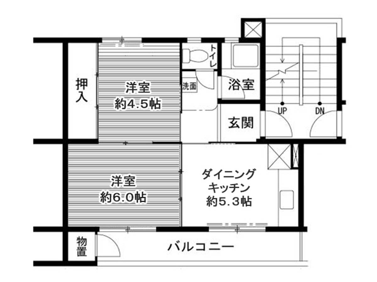 2DK floorplan of Village House Narutaki in Wakayama-shi