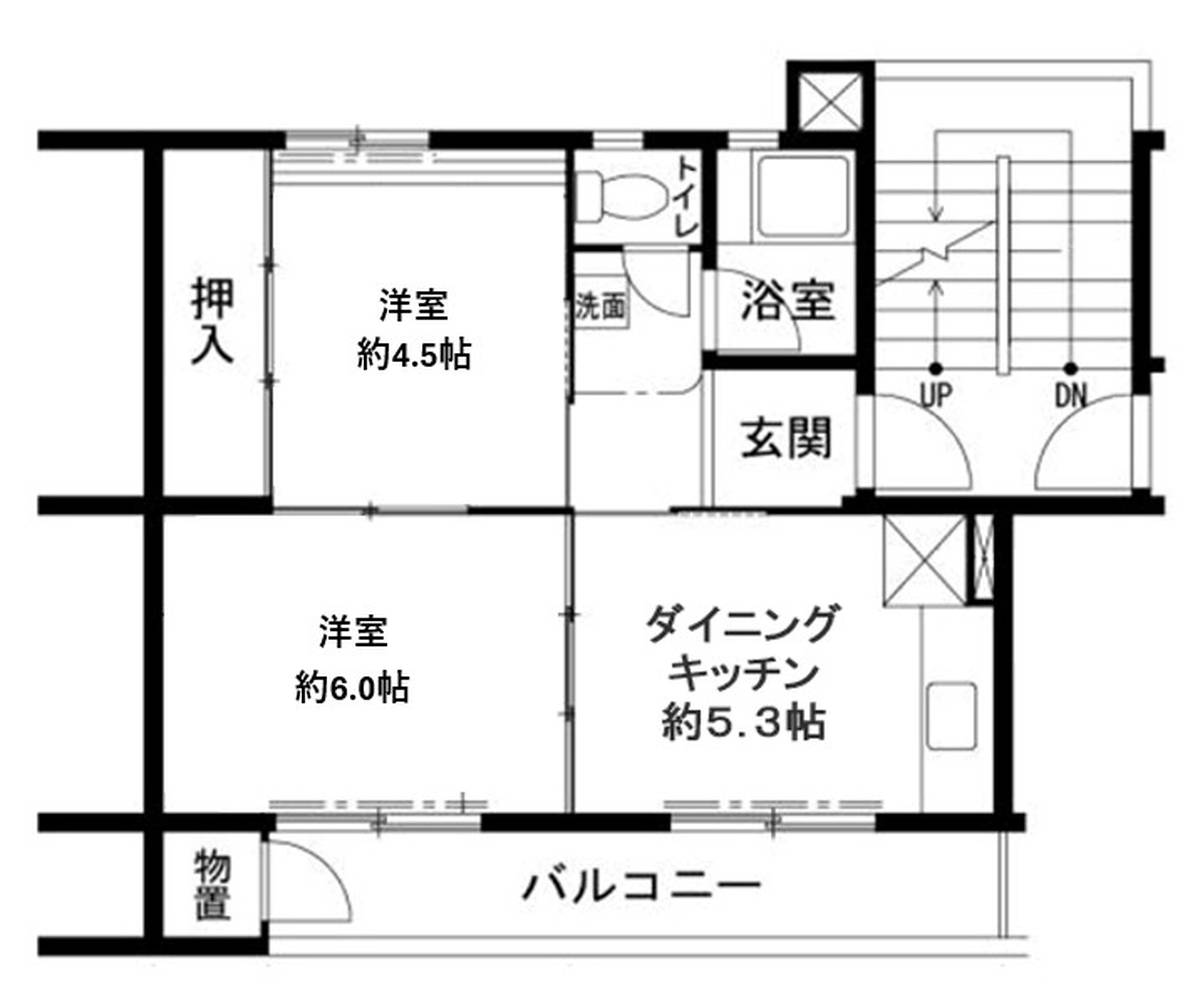 和歌山市ビレッジハウス鳴滝の間取り図2DK