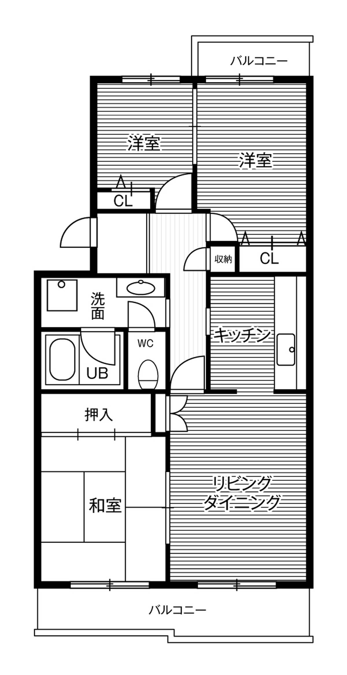 位于成田市的Village House 成田玉造的平面图3LDK