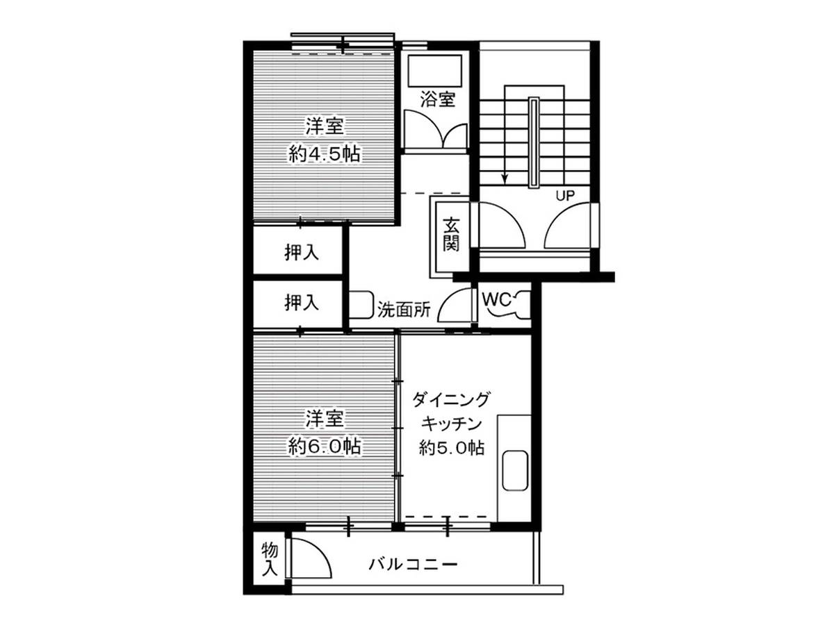 2DK floorplan of Village House Sasagawa in Yokkaichi-shi