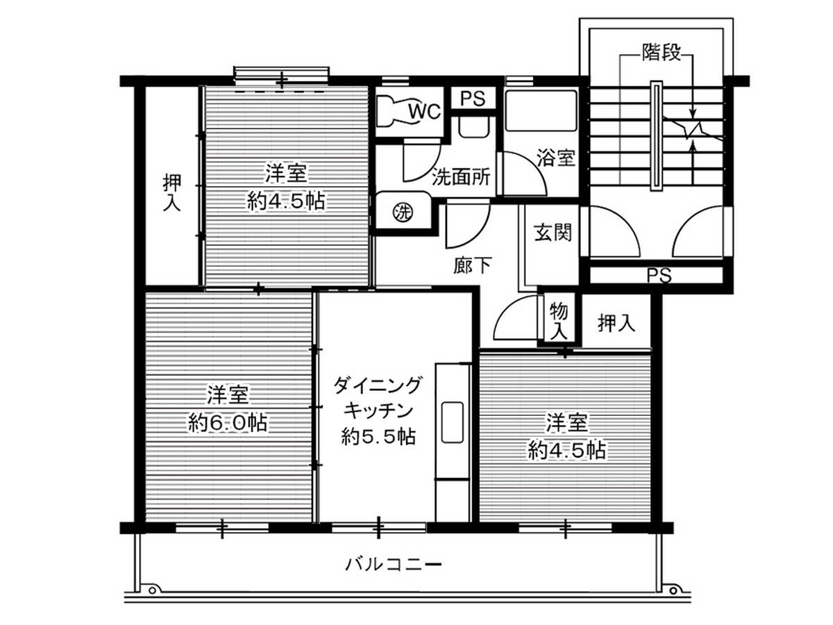 Sơ đồ phòng 3DK của Village House Sasagawa ở Yokkaichi-shi