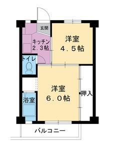 名取市ビレッジハウス愛島の間取り図2K