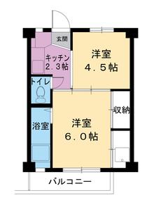 Sơ đồ phòng 2K của Village House Medeshima ở Natori-shi