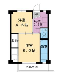 名取市ビレッジハウス愛島の間取り図2K