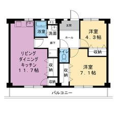 3DK denah lantai Village House Iriyamazu di Yokosuka-shi