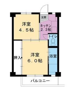 Sơ đồ phòng 2K của Village House Fujiyoshida ở Fujiyoshida-shi