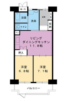 2LDK floorplan of Village House Tochigi Hinode Tower in Tochigi-shi