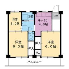 Sơ đồ phòng 3DK của Village House Oomura ở Toyohashi-shi