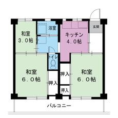 Sơ đồ phòng 3DK của Village House Taniguchi ở Chita-gun