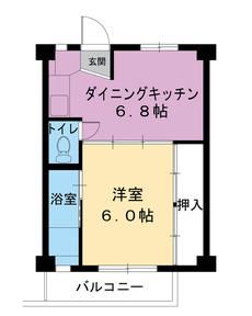 1DK denah lantai Village House Kusumi di Ito-shi