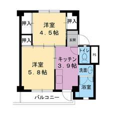 湖西市ビレッジハウス新居の間取り図2K