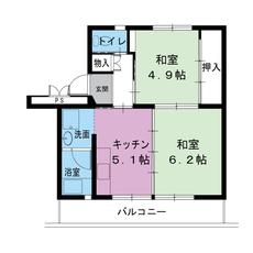2DK floorplan of Village House Higashi Kawara in Tenryu-ku