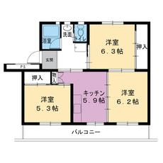 3DK denah lantai Village House Hagihira di Shinshiro-shi