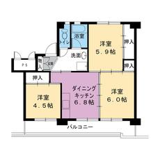 3DK denah lantai Village House Sanno di Tenryu-ku