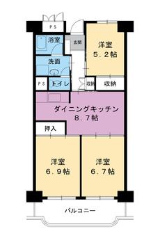 岐阜市ビレッジハウス岐阜タワーの間取り図3DK
