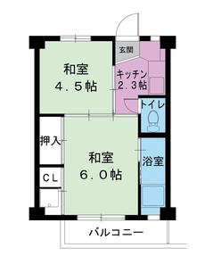高槻市ビレッジハウス西町の間取り図2K