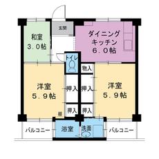 3DK denah lantai Village House Mise di Kashihara-shi