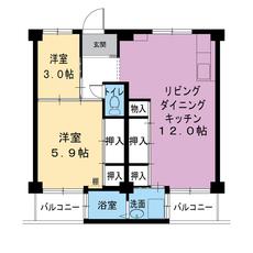 橿原市ビレッジハウス見瀬の間取り図2LDK