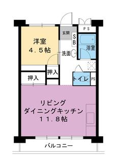 1LDK floorplan of Village House Minami Shimizu Tower in Amagasaki-shi