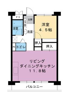 尼崎市ビレッジハウス南清水タワーの間取り図1LDK